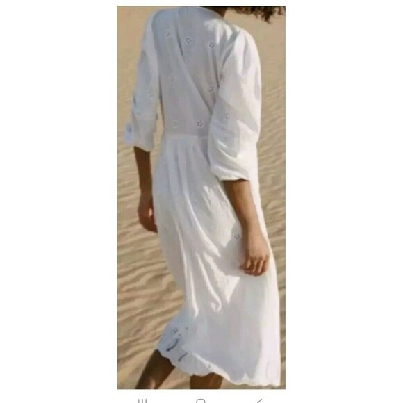 Zara The Mariah Dress Sz M White Eyelet Embroidered Fairy Peasant 5598 050 - Picture 1 of 10